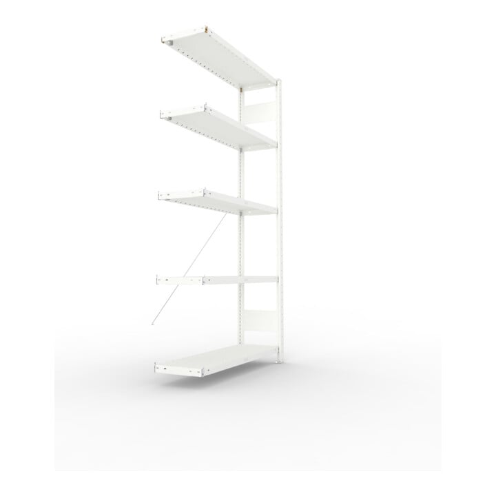 META CLIP230 Fachbodenregal 2000x1000x300 mm, Anbauregal mit 5 Böden, 230 Kg Fachlast, lichtgrau