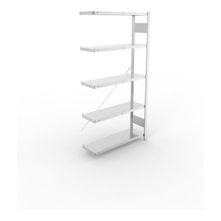 META CLIP230 Fachbodenregal 2000x1000x300 mm, Anbauregal mit 5 Böden, 230 Kg Fachlast, verzinkt
