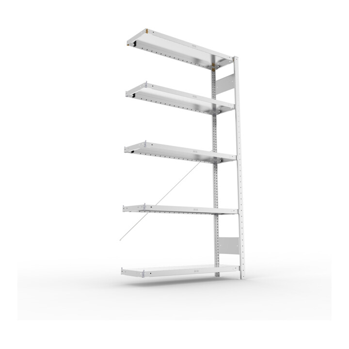 META CLIP230 Fachbodenregal 2000x1000x300 mm, Anbauregal mit 5 Böden, 230 Kg Fachlast, verzinkt