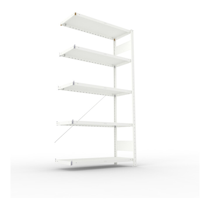 META CLIP230 Fachbodenregal 2000x1000x400 mm, Anbauregal mit 5 Böden, 230 Kg Fachlast, lichtgrau