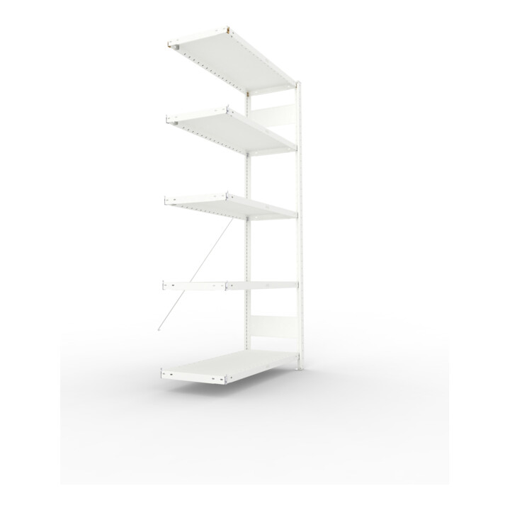 META CLIP230 Fachbodenregal 2000x1000x400 mm, Anbauregal mit 5 Böden, 230 Kg Fachlast, lichtgrau