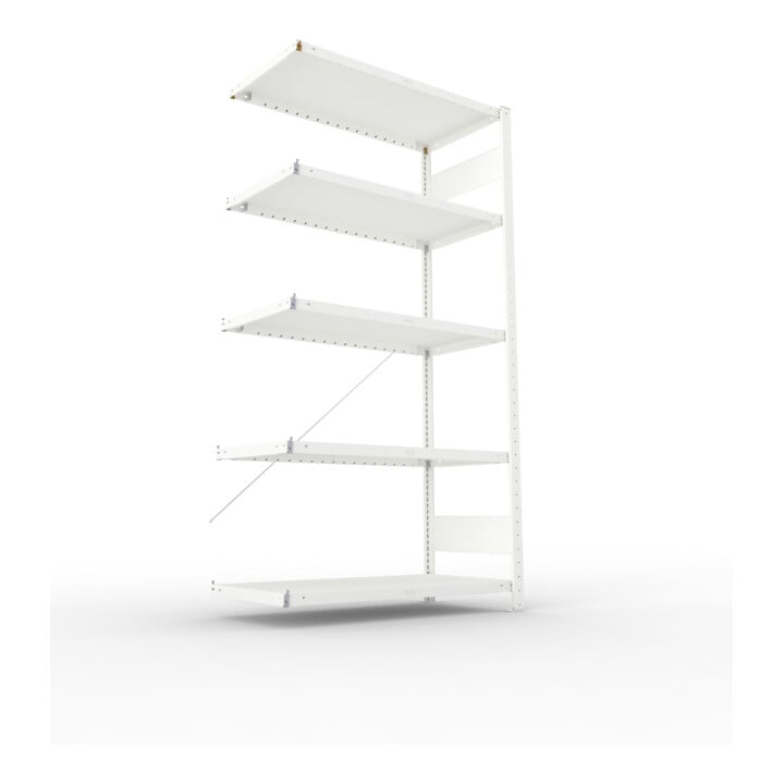 META CLIP230 Fachbodenregal 2000x1000x500 mm, Anbauregal mit 5 Böden, 230 Kg Fachlast, lichtgrau