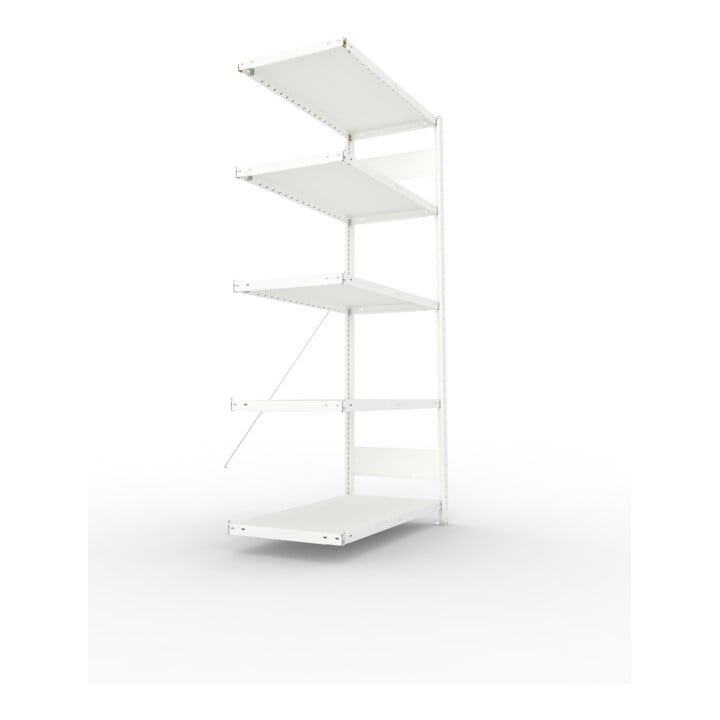 META CLIP230 Fachbodenregal 2000x1000x500 mm, Anbauregal mit 5 Böden, 230 Kg Fachlast, lichtgrau