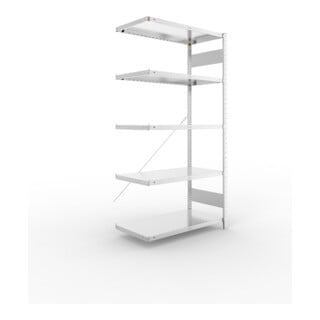 META CLIP230 Fachbodenregal 2000x1000x500 mm, Anbauregal mit 5 Böden, 230 Kg Fachlast, verzinkt