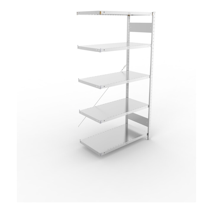 META CLIP230 Fachbodenregal 2000x1000x500 mm, Anbauregal mit 5 Böden, 230 Kg Fachlast, verzinkt