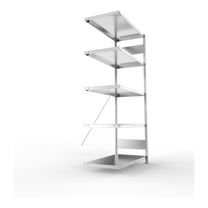 META CLIP230 Fachbodenregal 2000x1000x500 mm, Anbauregal mit 5 Böden, 230 Kg Fachlast, verzinkt