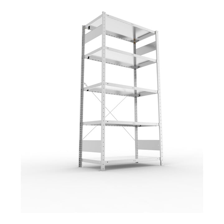 META CLIP230 Fachbodenregal 2000x1000x500 mm, mit 5 Böden, 230 Kg Fachlast, verzinkt
