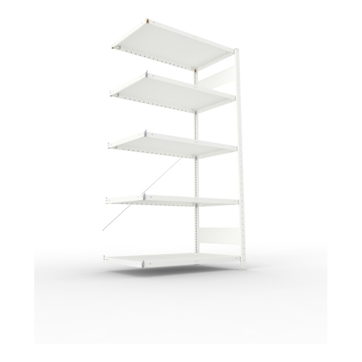 META CLIP230 Fachbodenregal 2000x1000x600 mm, Anbauregal mit 5 Böden, 230 Kg Fachlast, lichtgrau
