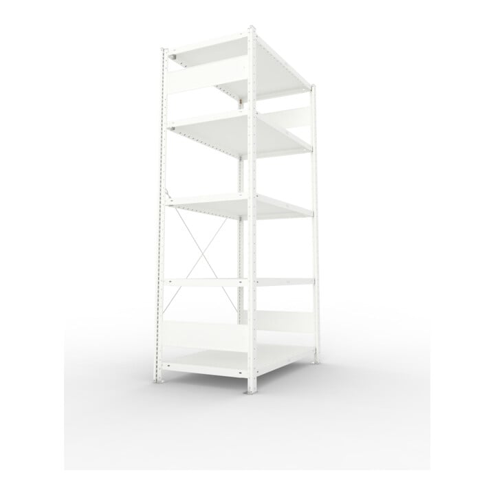 META CLIP230 Fachbodenregal 2000x1000x600 mm, mit 5 Böden, 230 Kg Fachlast, lichtgrau