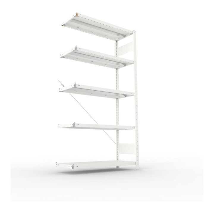META CLIP330 Fachbodenregal 2000x1000x400 mm, Anbauregal mit 5 Böden, 330 Kg Fachlast, lichtgrau