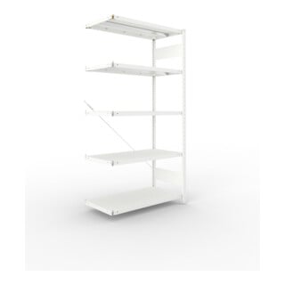 META CLIP330 Fachbodenregal 2000x1000x500 mm, Anbauregal mit 5 Böden, 330 Kg Fachlast, lichtgrau