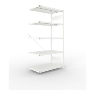 META CLIP330 Fachbodenregal 2000x1000x600 mm, Anbauregal mit 5 Böden, 330 Kg Fachlast, lichtgrau
