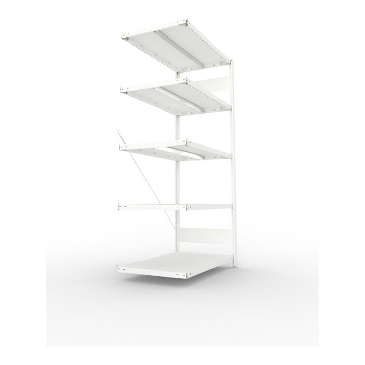 META CLIP330 Fachbodenregal 2000x1000x600 mm, Anbauregal mit 5 Böden, 330 Kg Fachlast, lichtgrau