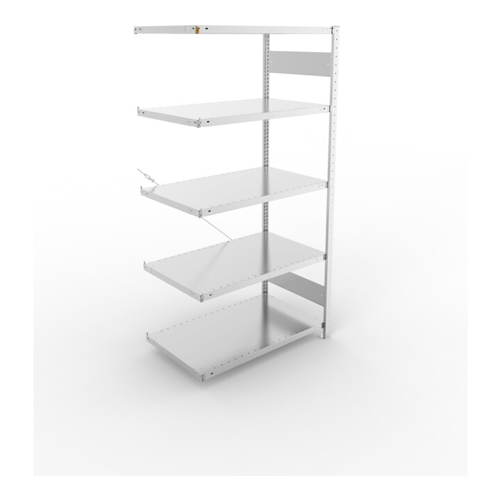 META CLIP330 Fachbodenregal 2000x1000x600 mm, Anbauregal mit 5 Böden, 330 Kg Fachlast, verzinkt