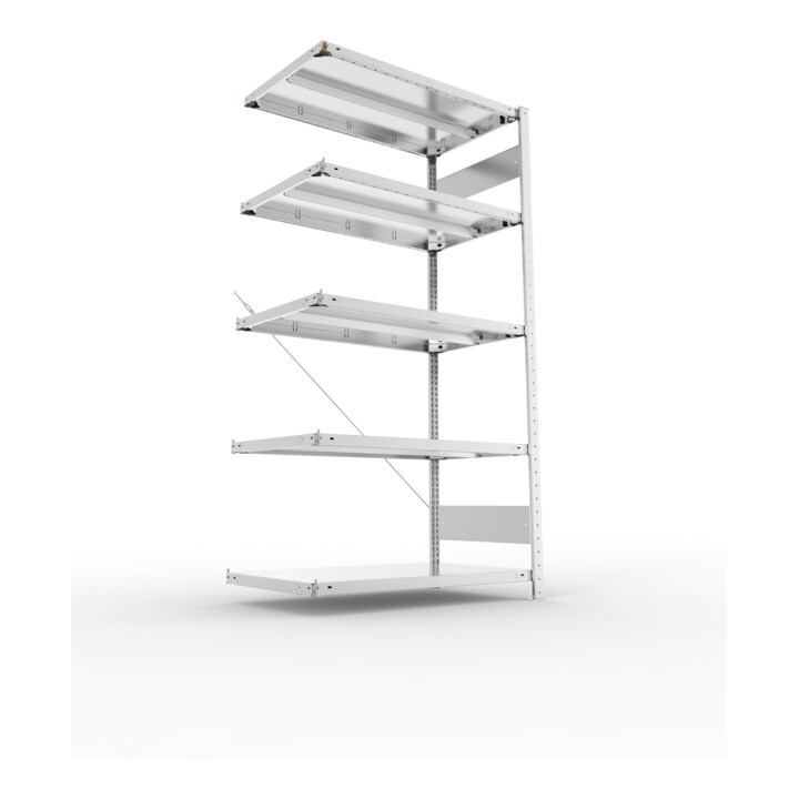 META CLIP330 Fachbodenregal 2000x1000x600 mm, Anbauregal mit 5 Böden, 330 Kg Fachlast, verzinkt
