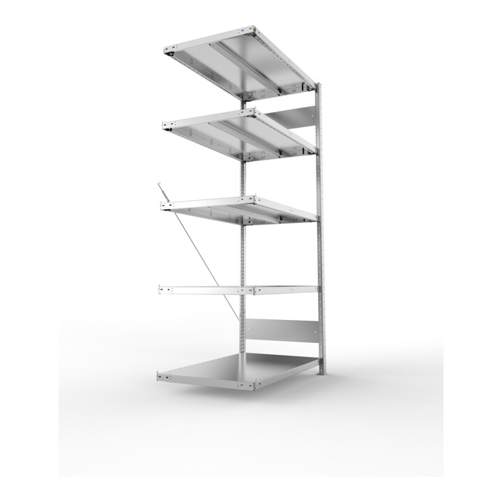 META CLIP330 Fachbodenregal 2000x1000x600 mm, Anbauregal mit 5 Böden, 330 Kg Fachlast, verzinkt