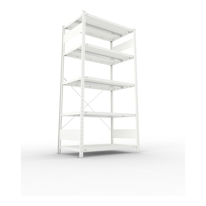 META CLIP330 Fachbodenregal 2000x1000x600 mm, mit 5 Böden, 330 Kg Fachlast, lichtgrau