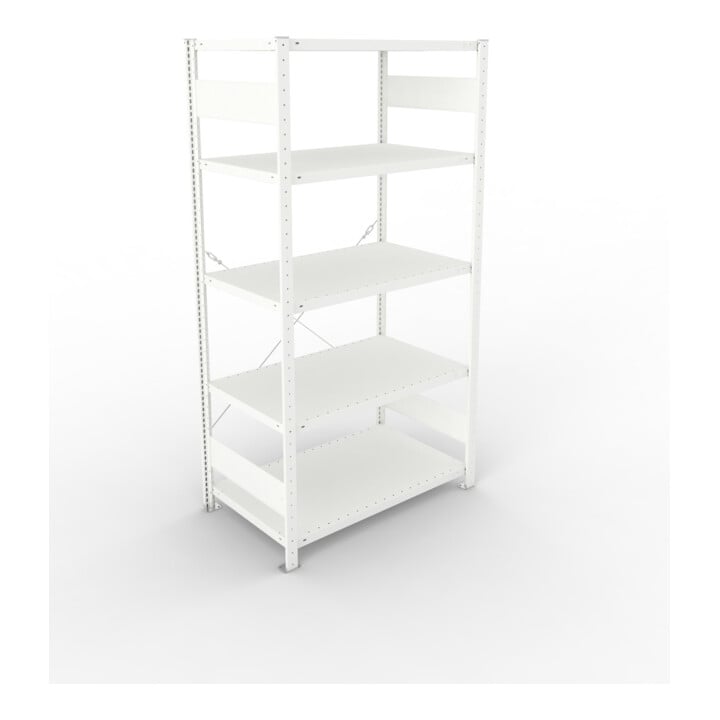 META CLIP330 Fachbodenregal 2000x1000x600 mm, mit 5 Böden, 330 Kg Fachlast, lichtgrau