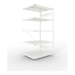 META CLIP330 Fachbodenregal 2000x1000x800 mm, Anbauregal mit 5 Böden, 330 Kg Fachlast, lichtgrau