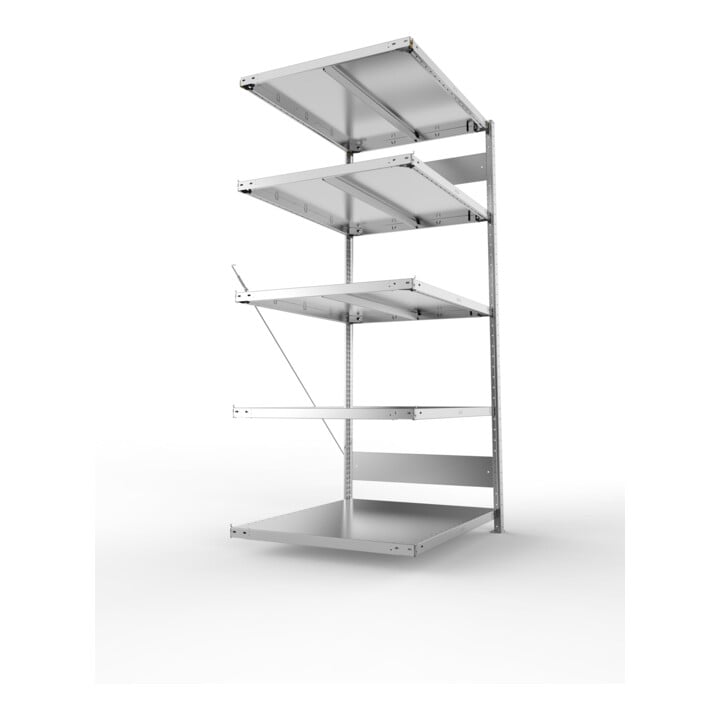 META CLIP330 Fachbodenregal 2000x1000x800 mm, Anbauregal mit 5 Böden, 330 Kg Fachlast, verzinkt