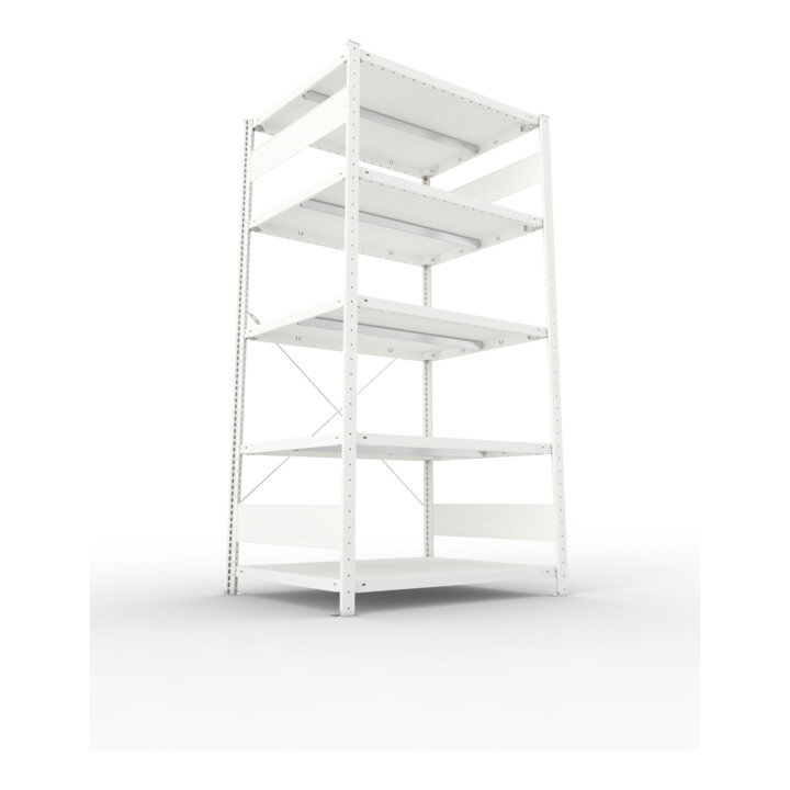 META CLIP330 Fachbodenregal 2000x1000x800 mm, mit 5 Böden, 330 Kg Fachlast, lichtgrau
