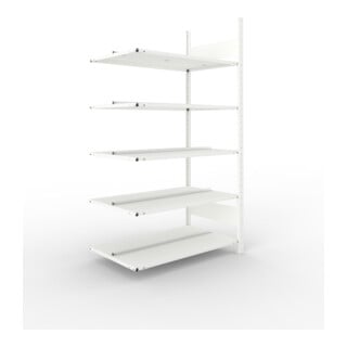 META COMPACT Büroregal 1850x1000x600 mm (HxBxT), Anbauregal doppelseitig mit 5 Böden, 80 Kg Fachlast, lichtgrau