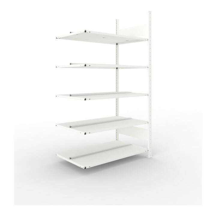 Set Büro-Anbauregal COMPACT doppelseitig, 1850x1000x600 mm mit 5 Böden + Büroregal COMPACT doppelseitig, 1850x1000x600 mm mit 5 Böden + Büroregal COMPACT doppelseitig, 1850x1250x600 mm mit 5 Böden + Büroregal COMPACT doppelseitig, 1850x750x600 mm mit 5 Bö