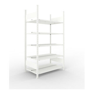 META COMPACT Büroregal 1850x1000x600 mm (HxBxT), doppelseitig mit 5 Böden, 80 Kg Fachlast, lichtgrau