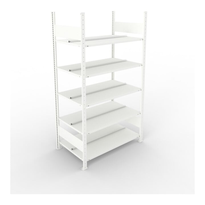 META COMPACT Büroregal 1850x1000x600 mm (HxBxT), doppelseitig mit 5 Böden, 80 Kg Fachlast, lichtgrau