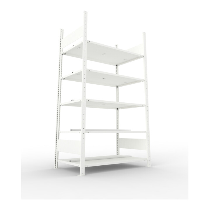 META COMPACT Büroregal 1850x1000x600 mm (HxBxT), doppelseitig mit 5 Böden, 80 Kg Fachlast, lichtgrau