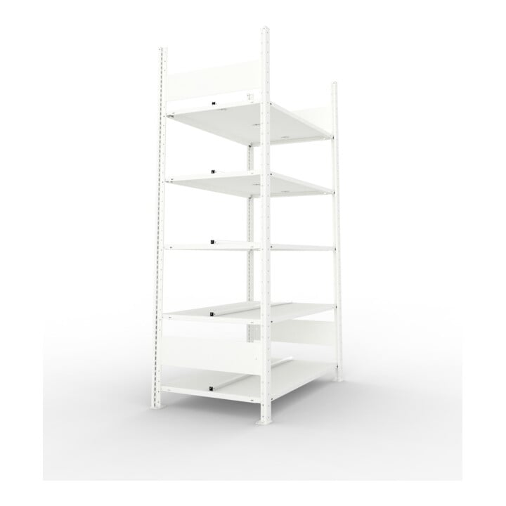 META COMPACT Büroregal 1850x1000x600 mm (HxBxT), doppelseitig mit 5 Böden, 80 Kg Fachlast, lichtgrau