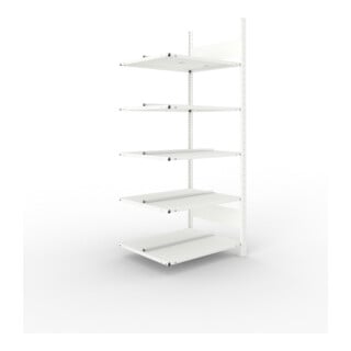 META COMPACT Büroregal 1850x750x600 mm (HxBxT), Anbauregal doppelseitig mit 5 Böden, 80 Kg Fachlast, lichtgrau