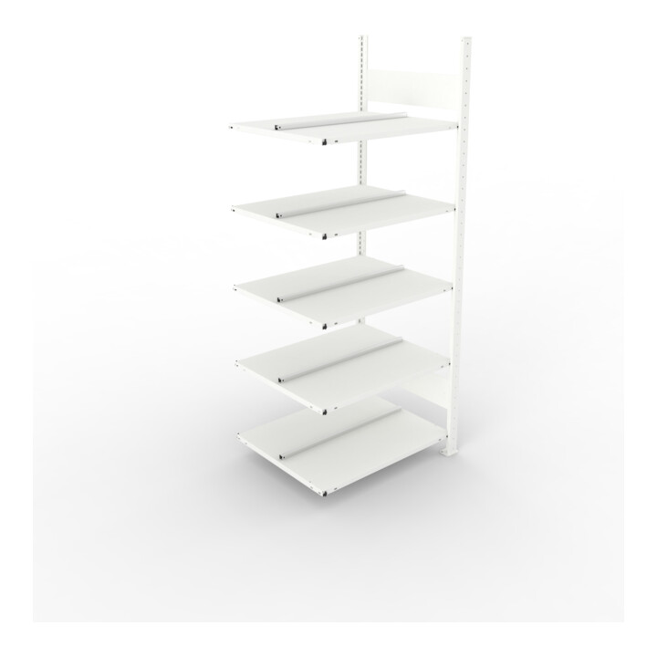 META COMPACT Büroregal 1850x750x600 mm (HxBxT), Anbauregal doppelseitig mit 5 Böden, 80 Kg Fachlast, lichtgrau
