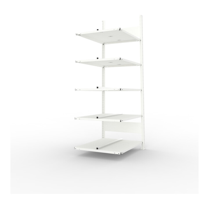META COMPACT Büroregal 1850x750x600 mm (HxBxT), Anbauregal doppelseitig mit 5 Böden, 80 Kg Fachlast, lichtgrau