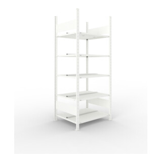META COMPACT Büroregal 1850x750x600 mm (HxBxT), doppelseitig mit 5 Böden, 80 Kg Fachlast, lichtgrau