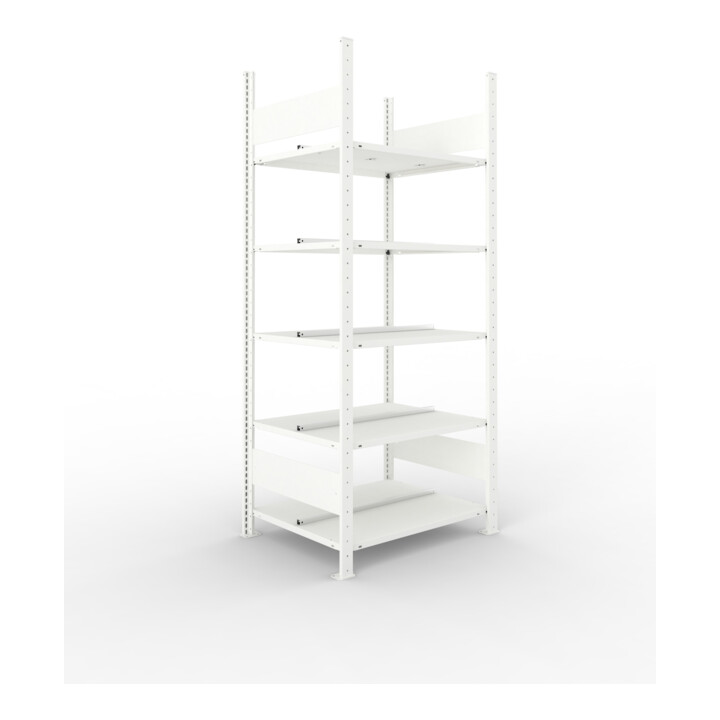 Set Büro-Anbauregal COMPACT doppelseitig, 1850x1250x600 mm mit 5 Böden + Büroregal COMPACT doppelseitig, 1850x1000x600 mm mit 5 Böden + Büroregal COMPACT doppelseitig, 1850x1250x600 mm mit 5 Böden + Büroregal COMPACT doppelseitig, 1850x750x600 mm mit 5 Bö