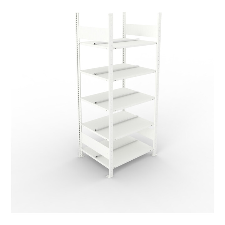 META COMPACT Büroregal 1850x750x600 mm (HxBxT), doppelseitig mit 5 Böden, 80 Kg Fachlast, lichtgrau