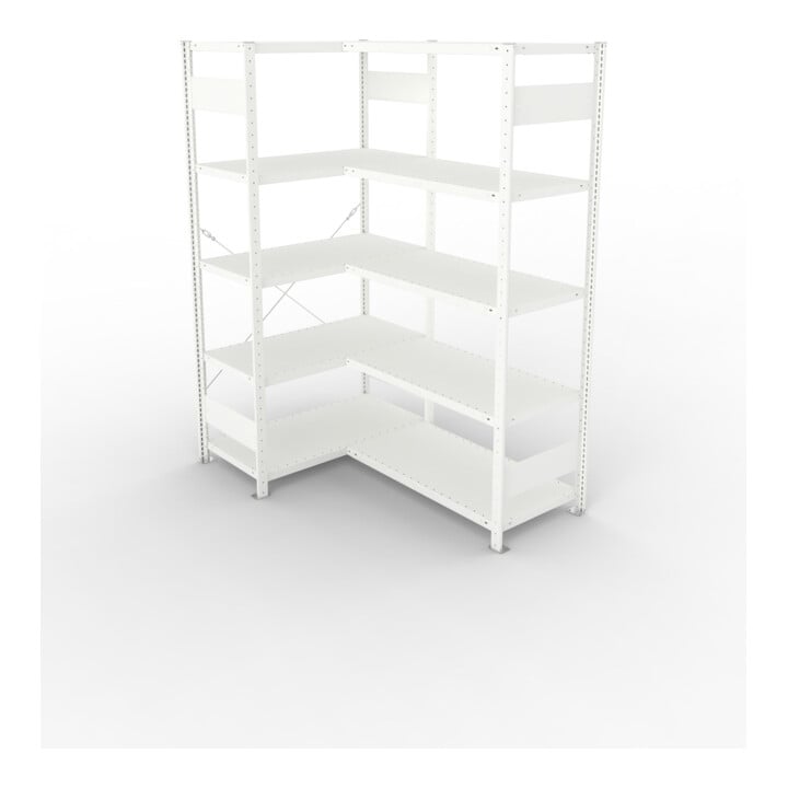 META Eckregal CLIP 150 2000 x 500 mm RAL 7035 mit 10 Böden Längsriegel