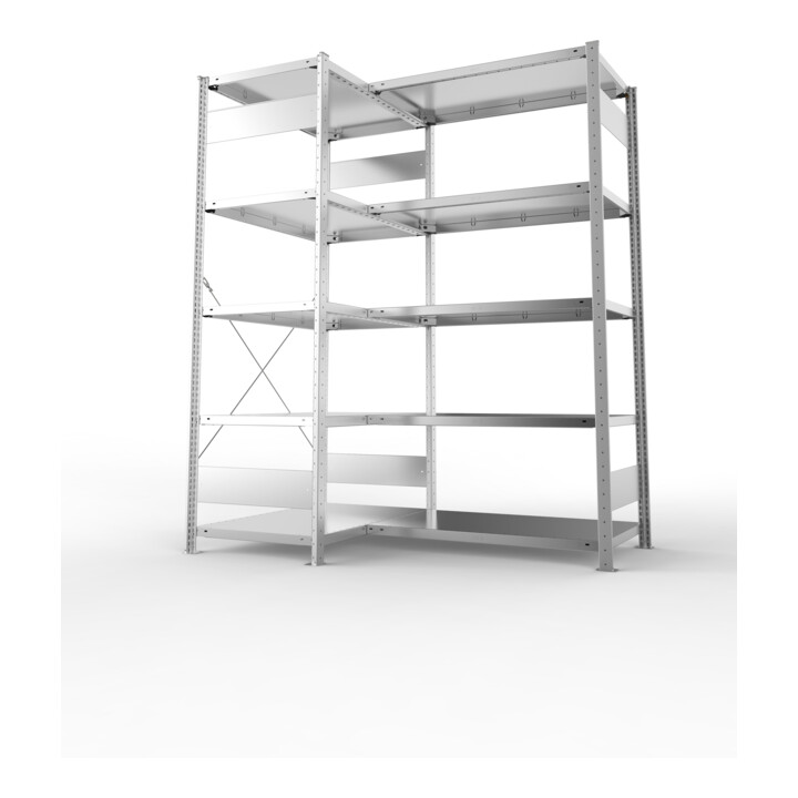 META Eckregal CLIP 150 2000 x 600mm verzinkt 10 Böden mit Längsriegel