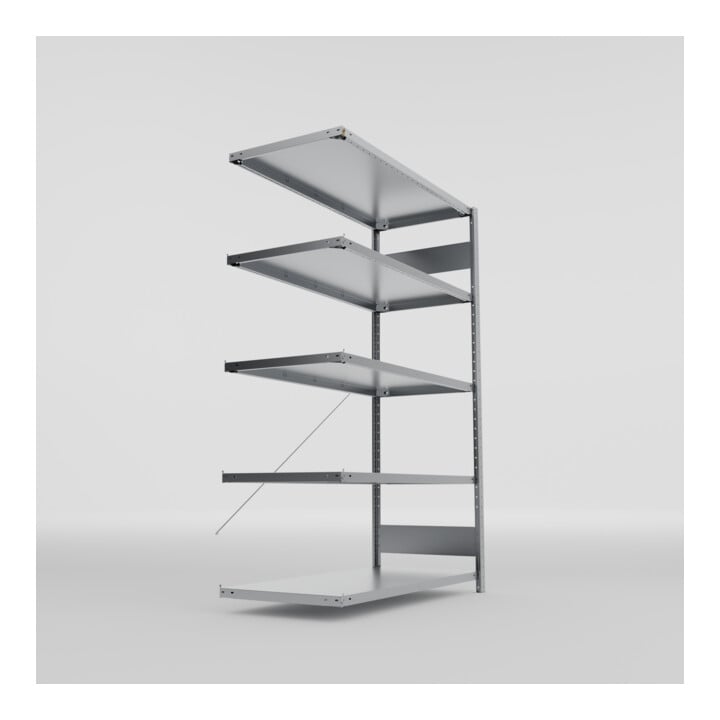 Meta Fachboden-Anbauregal S3 CLIP 2000 x 1300 x 600 mm verzinkt