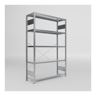 Meta Fachbodenregal S3 CLIP 2000 x 1300 x 400 mm verzinkt mit 5 Fachböden 150 kg Fachlast