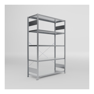 Meta Fachbodenregal S3 CLIP 2000 x 1300 x 500 mm verzinkt mit 5 Fachböden 230 kg Fachlast