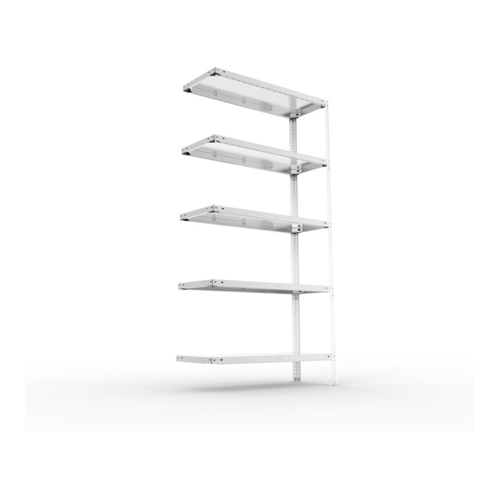META FIX150 Schraubregal 2000x1000x400 mm, Anbauregal mit 5 Böden, 150 Kg Fachlast, verzinkt
