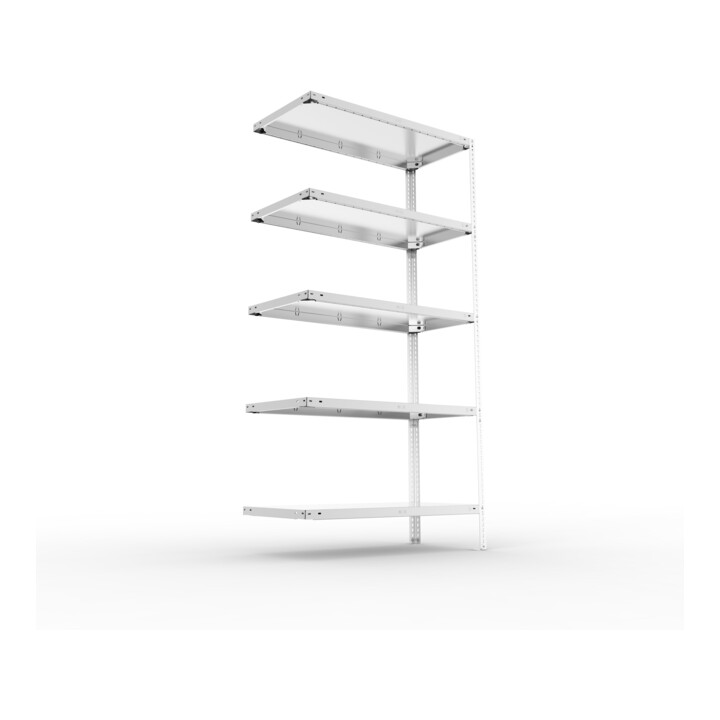 META FIX150 Schraubregal 2000x1000x500 mm, Anbauregal mit 5 Böden, 150 Kg Fachlast, verzinkt