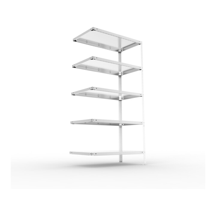 META FIX150 Schraubregal 2000x1000x600 mm, Anbauregal mit 5 Böden, 150 Kg Fachlast, verzinkt