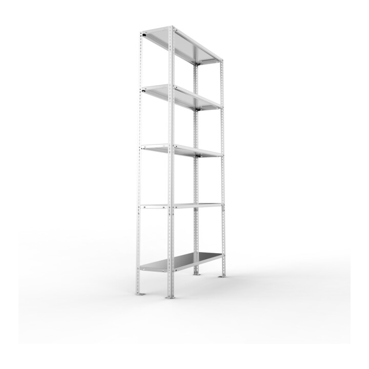 META FIX80 Schraubregal 2000x1000x400 mm, Grundregal mit 5 Böden, 80 Kg Fachlast, verzinkt