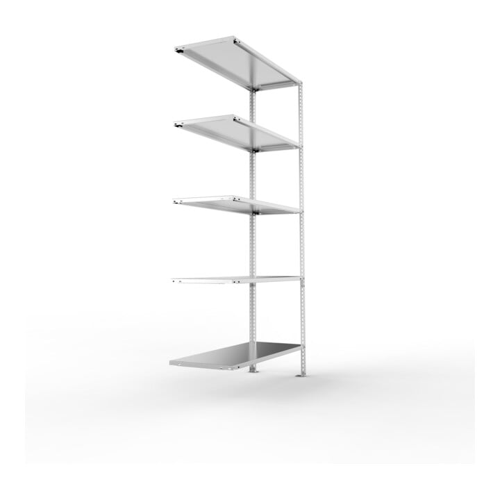 META FIX80 Schraubregal 2000x1000x500 mm, Anbauregal mit 5 Böden, 80 Kg Fachlast, verzinkt