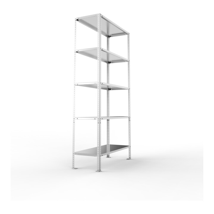 META FIX80 Schraubregal 2000x1000x500 mm, Grundregal mit 5 Böden, 80 Kg Fachlast, verzinkt