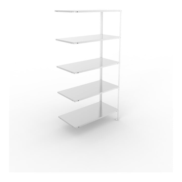 META FIX80 Schraubregal 2000x1000x600 mm, Anbauregal mit 5 Böden, 80 Kg Fachlast, verzinkt