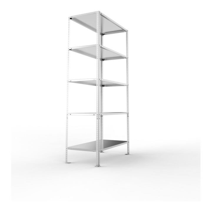 META FIX80 Schraubregal 2000x1000x600 mm, Grundregal mit 5 Böden, 80 Kg Fachlast, verzinkt
